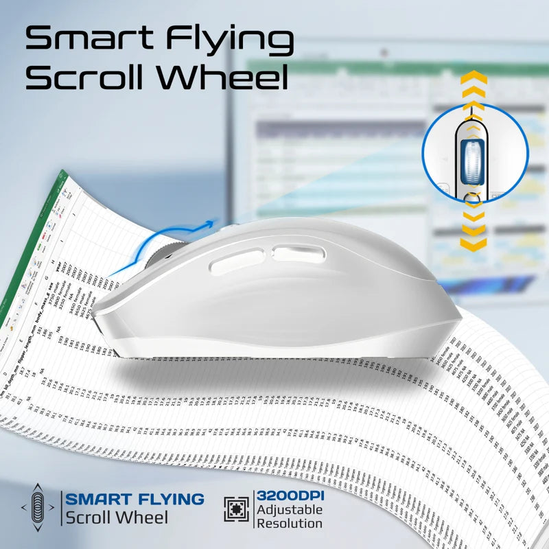 Promate SamoTri Tri-Connect Wireless Mouse with Rechargeable Battery, 2.4G and Dual BT Connectivity