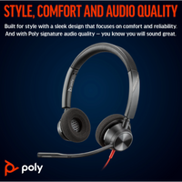 Poly Blackwire 3320 Stereo USB-C Headset – Microsoft Teams Certified, Noise-Canceling Mic, USB-C/A Adapter