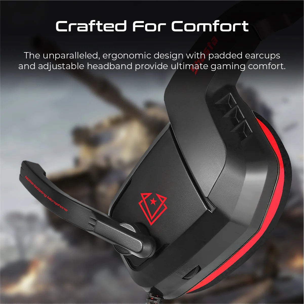 vertux - shasta over ear gaming headset (Red)