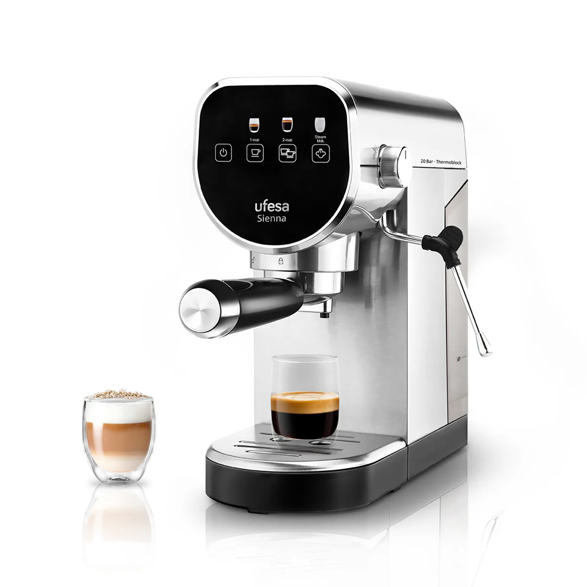 UFESA Sienna Thermoblock Espresso Machine - 20 Bar Coffee Maker with Steam Wand