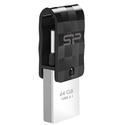 Silicon Power OTG 64GB USB C Dual Interface Flash Drive - Black