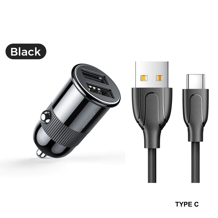 Joyroom 3.1A Fast & Safe Car Charger for 2 Devices - Black & White Joyroom 3.1A Fast & Safe Car Charger for 2 Devices - Black & White