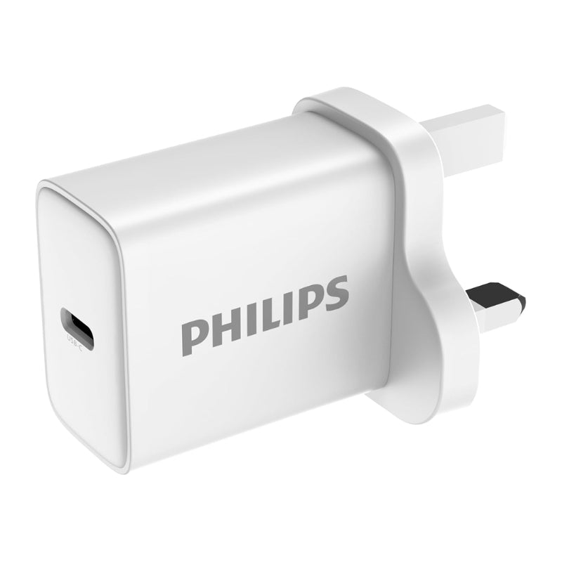 شاحن حائطي Philips 20W DLP2629CW USB-C للشحن السريع – أبيض