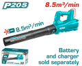 TOTAL Cordless Blower 20V – High-Speed Airflow for Outdoor Cleaning - Battery & Charger Sold Separately (TABLI20323)