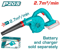 TOTAL 20V Cordless Blower | 18,000 RPM | 2.7 m³/min | Tool Only – No Battery & Charger | TABLI2078