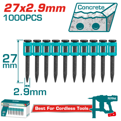 TOTAL Continuous Firing Nails 27mm – 60# Steel 1000pcs/Box (TAC02271)