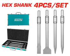 TOTAL 4PCs SDS Hex Chisel Set (TAC0304375)