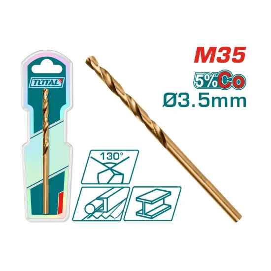 TOTAL 3.5mm Cobalt Drill Bit HSS CO-M35 TAC11203501 TOTAL 3.5mm Cobalt Drill Bit HSS CO-M35 TAC11203501