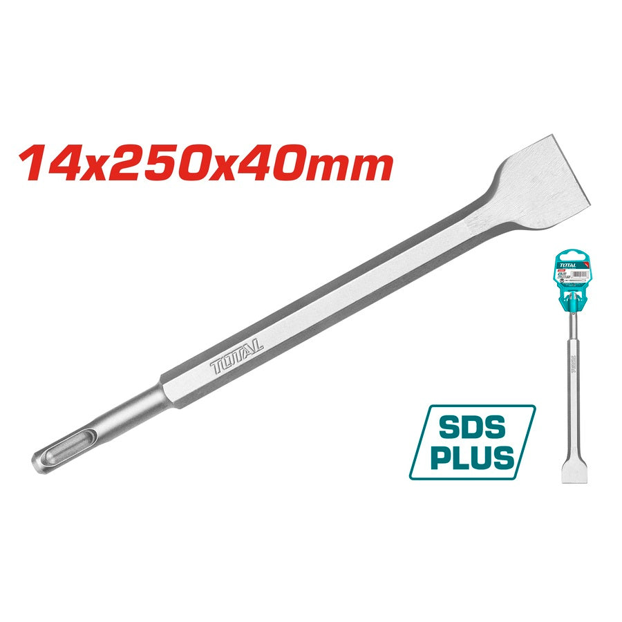 Total SDS Plus Flat Chisel 14×250×40mm – Durable & Tough Total SDS Plus Flat Chisel 14×250×40mm – Durable & Tough