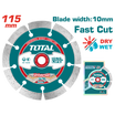 TOTAL Dry Diamond Cutting Disc 115mm (4.5") – For Stone, Concrete, Granite & Marble (TAC2111153)