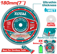 TOTAL Ultra Thin Diamond Cutting Disc with Flange 180×22.2mm – Diamond Blade for Stone, Concrete & Tile (TAC2151801)