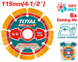 TOTAL Laser Welded Diamond Cutting Disc 115mm | 4.5" – Stone & Concrete Cutting Blade (TAC2171151)
