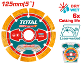 TOTAL Laser Welded Diamond Cutting Disc 125mm | 5" – Stone & Concrete Cutting Blade (TAC2171251)