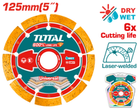 TOTAL Laser Welded Diamond Cutting Disc 125mm | 5" – Stone & Concrete Cutting Blade (TAC2171251)