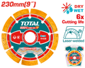 TOTAL Laser Welded Diamond Cutting Disc 230mm | 9" – Stone & Concrete Cutting Blade (TAC2172301)