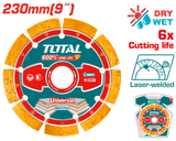 TOTAL Laser Welded Diamond Cutting Disc 230mm | 9" – Stone & Concrete Cutting Blade (TAC2172301)