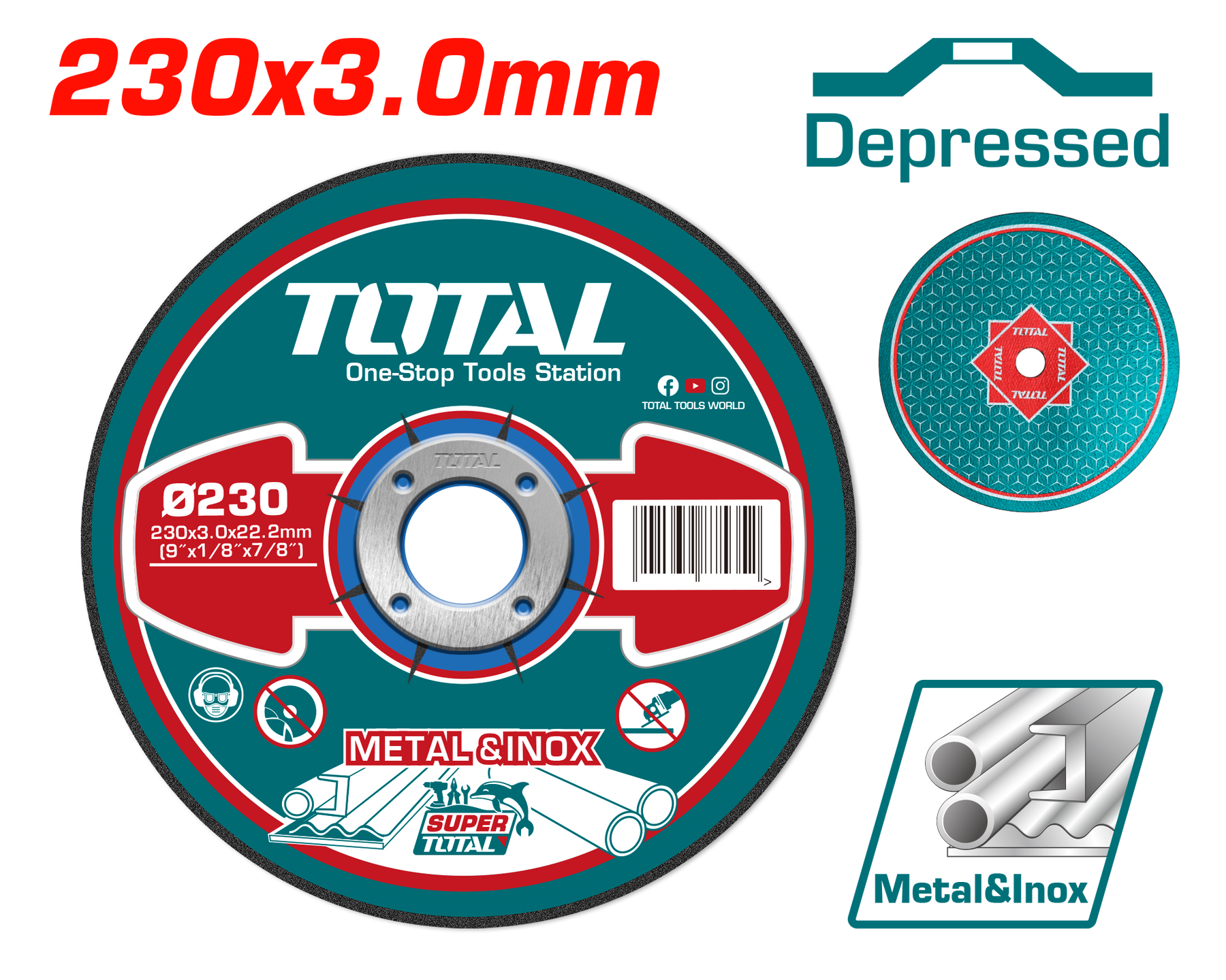 TOTAL 230mm Metal Cutting Disc 3.0mm – TAC2212301HA TOTAL 230mm Metal Cutting Disc 3.0mm – TAC2212301HA