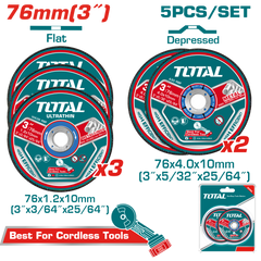 TOTAL 5 Pcs Abrasive Metal Cutting & Grinding Disc Set 76mm | 3" (TAC303768)