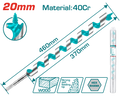 TOTAL Auger Drill Bit 20mm – Hex Shank Wood Drill Bit (TAC3520)