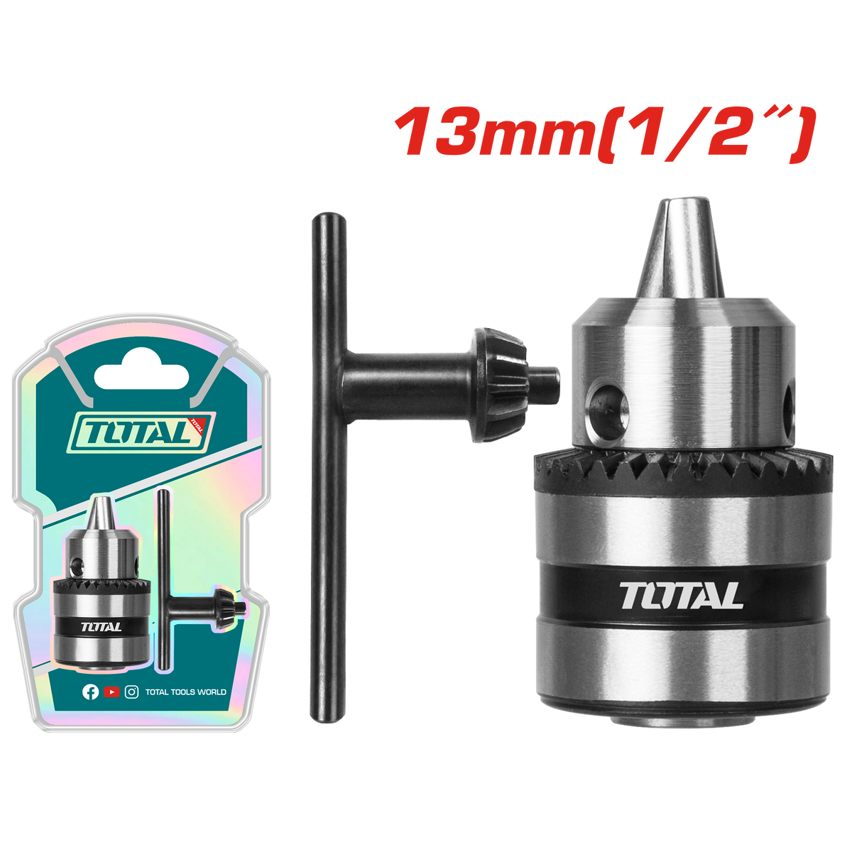 TOTAL 13mm Drill Chuck – 1/2"-20UNF Replacement Chuck (TAC451301)