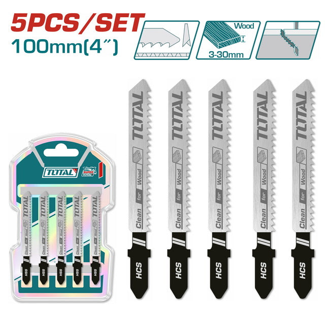 TOTAL Jig Saw Blades for Wood – 5pcs – TAC51101B TOTAL Jig Saw Blades for Wood – 5pcs – TAC51101B