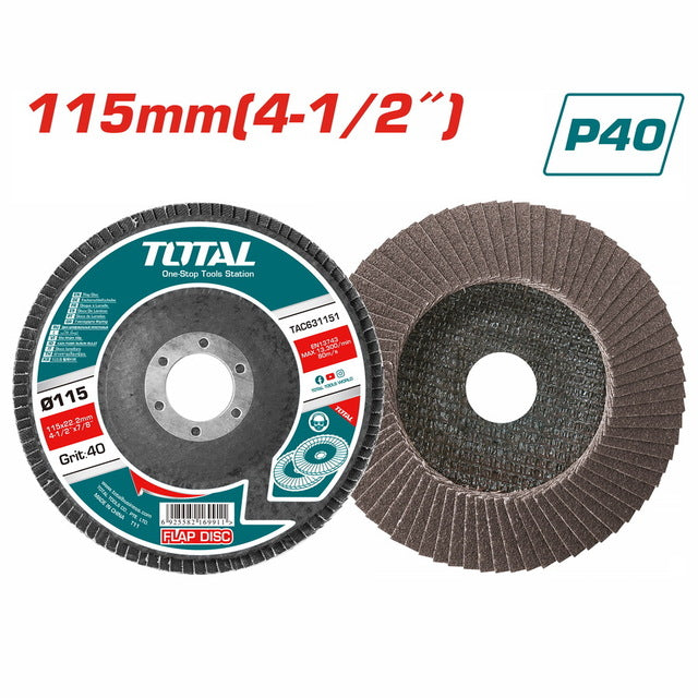 TOTAL Flap Disc 115mm P40 – TAC631151 TOTAL Flap Disc 115mm P40 – TAC631151