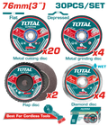TOTAL 30 Pcs Cutting and Grinding Disc Set 76mm for Mini Angle Grinder (TAC97630)