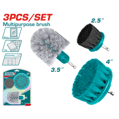 TOTAL 3 Pcs Multipurpose Brush Set – 1/4" Hex Shank (TACB0301)