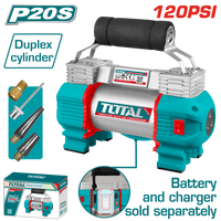 TOTAL Cordless Auto Air Compressor 20V – 120 PSI – Dual Cylinder (TACLI2026)