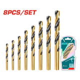 TOTAL 8 Pcs HSS Twist Drill Bits Set (TACSD0801)