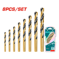 TOTAL 8 Pcs HSS Twist Drill Bits Set (TACSD0801)