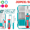 TOTAL 30 Pcs Interchangeable Screwdriver & Bits Set – Cr-V Steel (TACSD30306)