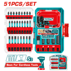 TOTAL 51 Pcs Impact Screwdriver Bits Set with Magnetic Holders – Heavy Duty Precision Kit (TACSDL25106)