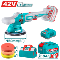 TOTAL Cordless Polisher 42V Brushless 150mm | 6" with Variable Speed & Accessories (TAPLI42151)