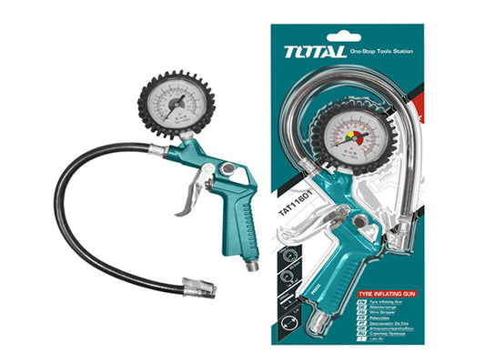 TOTAL Tire Inflator with Gauge – Max 8.5 Bar (TAT11601)