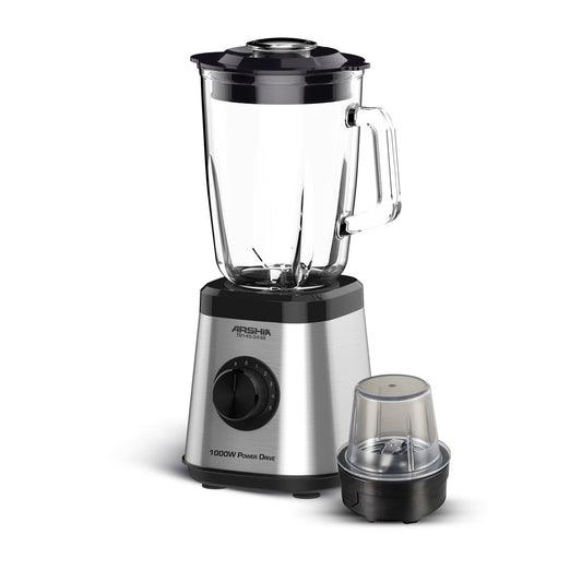 Arshia 3448 Blender - 1000W Motor, 1.5L Glass Jar, 6 Sharp Blades, 5 Pre-Set Programs