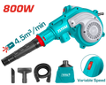 TOTAL Electric Aspirator Blower – 800W with Variable Speed and Dust Collection Kit (TB8036)