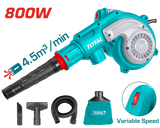 TOTAL Electric Aspirator Blower – 800W with Variable Speed and Dust Collection Kit (TB8036)