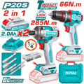TOTAL 20V Cordless Drill & Impact Driver Kit | Brushless