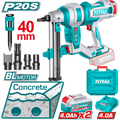TOTAL Cordless Concrete Nailer – Brushless 20V with 2×4.0Ah Batteries (TCNLI9008)
