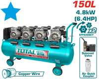 TOTAL Air Compressor 4.8kW | 6.4HP - 150L (TCS4481508)