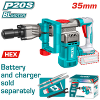 TOTAL Cordless Demolition Breaker 20V – 16J Brushless SDS HEX - Battery & Charger Sold Separately (TDBLI20358)