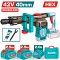 TOTAL 42V Brushless Cordless Demolition Breaker 20J – SDS HEX with 2 Batteries & Charger (TDBLI424062)