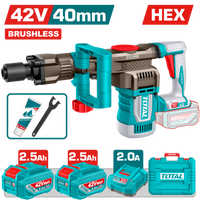 TOTAL 42V Brushless Cordless Demolition Breaker 20J – SDS HEX with 2 Batteries & Charger (TDBLI424062)