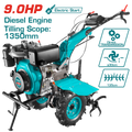 TOTAL Diesel Tiller – 9HP Gear-Driven Cultivator, Electric & Recoil Start (TDC13501D)