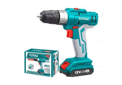 TOTAL Lithium-Ion Cordles drill 12V 2 Speed Gear 1 PC Battery Pack. This product can be used with Plastic and Metal. Not for concrete and Stones