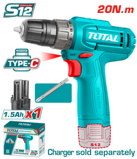 TOTAL Cordless Drill 12V Compact Electric Drill 20Nm (TDLI12456)