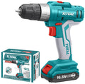 TOTAL Lithium-Ion cordless drill 16.8V 10mm 2 Speed Gear 1 PC Battery Pack. This product can be used with Plastic and Metal. Not for concrete and Stones