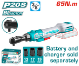 TOTAL 20V Cordless Drive Ratchet 65Nm – 3/8" Cordless Ratchet Wrench (TDRLI206521)