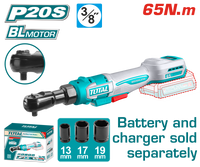TOTAL 20V Cordless Drive Ratchet 65Nm – 3/8" Cordless Ratchet Wrench (TDRLI206521)